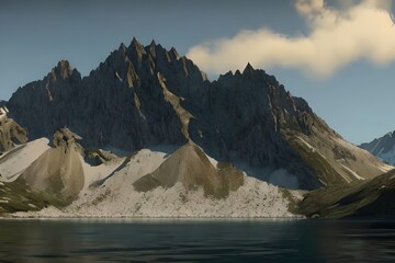 Wall Mural - Beautiful mountain and lake. Generative AI