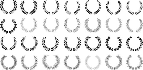 Wall Mural - circular laurel foliate set icon