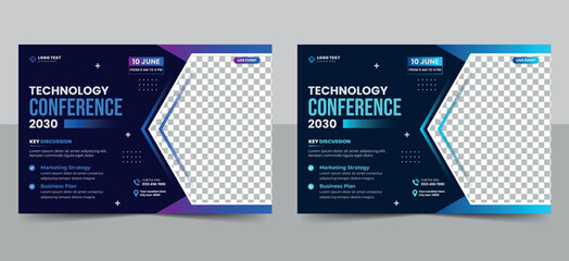 Business technology conference flyer and invitation banner template design