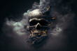 Burning skull, smoking skull, skull emerging from smoke, generative ai