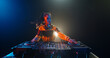 © andreybiling - Cool female asian dj is working in a nightclub, standing at turntables, creating a dance music set - nightlife concept