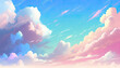© Assyifa Sisters - Pastel color of sky background. Illustration graphic design generative ai. Anime cartoon style