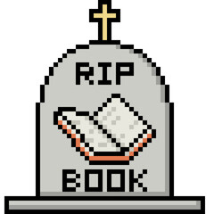 Canvas Print - pixel art book grave rip