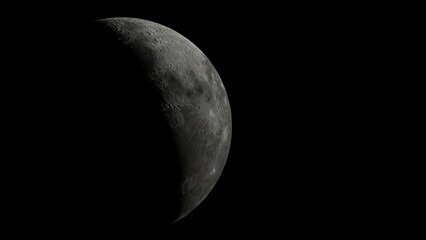 Wall Mural - half moon on black background. 3d illustration. close-up.