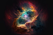 Abstract Space Endless Nebula Spiral Galaxy Background. Star System, Gravity, Astronomy, Black Hole, High Resolution, Art, Generative Artificial Intelligence