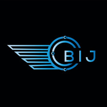 BIJ Logo, Letter Logo. BIJ Blue Image On Black Background. BIJ Technology Monogram Logo Design For Entrepreneur Best Business Icon.
