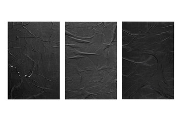 Three black posters isolated on a white background.