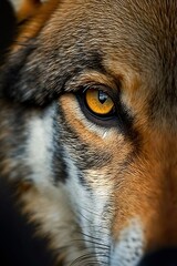 Wall Mural - Close up image of a wolf eyes, beautiful macro shoot. Generative Ai