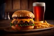 hamburger and beer