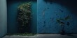 3D render, minimalist room : Shady Foliage in Blue-Greens blue black, cadet blue, rain, greenery color palette. 