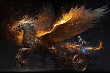 Wall Mural - The Phoenix Chariot: A Mythological Ride of Fire and Flight Generative AI