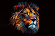 rainbow polygonal lion head. Generative Ai