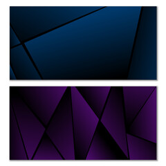 Abstract polygonal pattern. Set of two dark gradient polygonal backgrounds. Background design, cover, postcard, banner, wallpaper