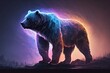 Striking Skyline Appear as Energetic Bear Paints the Sky with Vibrant Blues and Purples. Generative AI