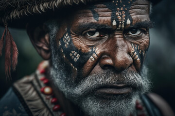 Tribal Heritage. Portrait of Native African person from a tribe. Cultural concept. AI Generative