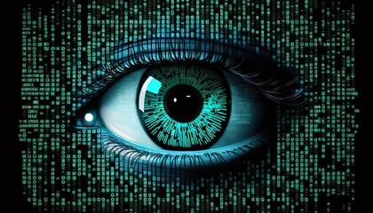 Big brother is watching you. Digital spy concept. Based on Generative AI