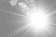 © NAUM - Special lens flash, light effect. The flash flashes rays and searchlight. illust.White glowing light. Beautiful star Light from the rays. The sun is backlit. Bright beautiful star. Sunlight. Glare.