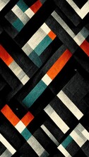 Geometric Fabric Design,  Futuristic Retro - Generative Ai