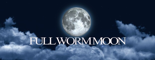 Wall Mural - full worm moon , full moon in march