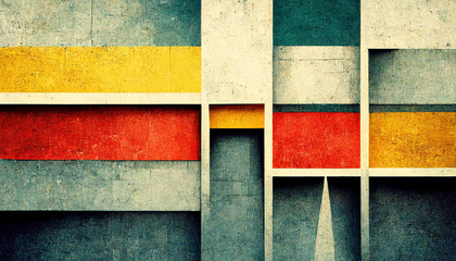 Wall Mural - abstract bauhaus style background. trendy aesthetic bauhaus architecture design. generative ai.