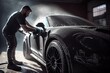 Detailing Luxury Sportscar: Washing and Cleaning the Exterior of Black Auto: Generative AI