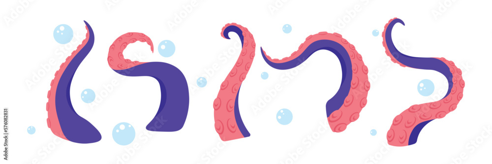 Vector illustration of a cute and beautiful octopus tentacle isolated ...