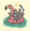 © gunaonedesign - Skull couple on the flamingo float in the sea