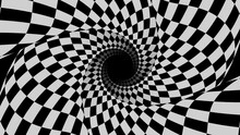 Rotating Black And White Checker Spiral Hypnotic Illusion Loop Animation