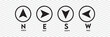 Vector compass icons of north, south, east and west direction. Compass icons set. Map symbol.