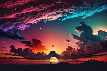 Wall Mural - colorful and beautiful sunrise generative ai