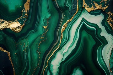 Natural Green And Gold Marble Texture For Skin Tile Wallpaper Luxurious Background. Creative Stone Ceramic Art Wall Interiors Design. Generative AI