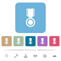 Medal solid flat icons on color rounded square backgrounds