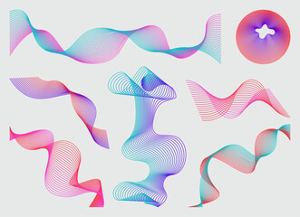 Wall Mural - set of abstract geometric shapes trending futuristic line design elements, infographic shapes. moder