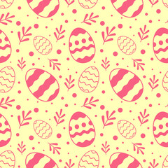 Wall Mural - Easter Eggs with seamless ornament pattern, Vector.