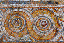 Remains Of Fine Artful Mosaics Decorating Floors Of Houses In Ancient Town Of Ephesus. Archaeological And Historical Sights Of Modern Turkey..