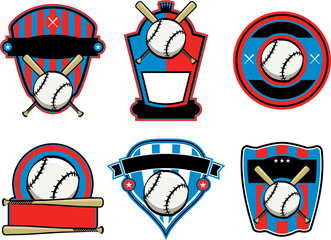 Wall Mural - Baseball and Bat Emblems and Badges