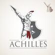 Achilles  symbol vector illustration. Achilles challenges Hector to fight him.