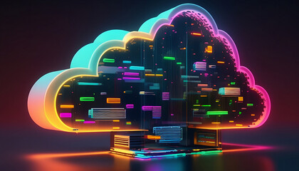 Wall Mural - Cloud Computing Creative Rendering image. 3D, 4k quality, High Resolution.	