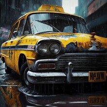 Abandoned Yellow New York Taxi Cab