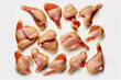 Group of chicken meats be arrange in hen shape on white background. Foodie love food. Meat lover.