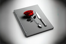 A Symbol Of Love - Notebook Series: Greyscale Valentine's Day Illustration With A Touch Of Red