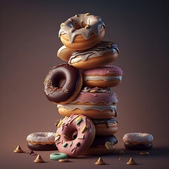 Canvas Print - Beautiful and delicious doughnuts