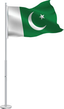  Isolated Waving National Flag Of Pakistan On Flagpole