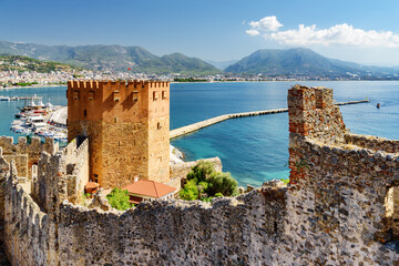 Wall Mural - View of Red Tower from fortress walls of Alanya Castle