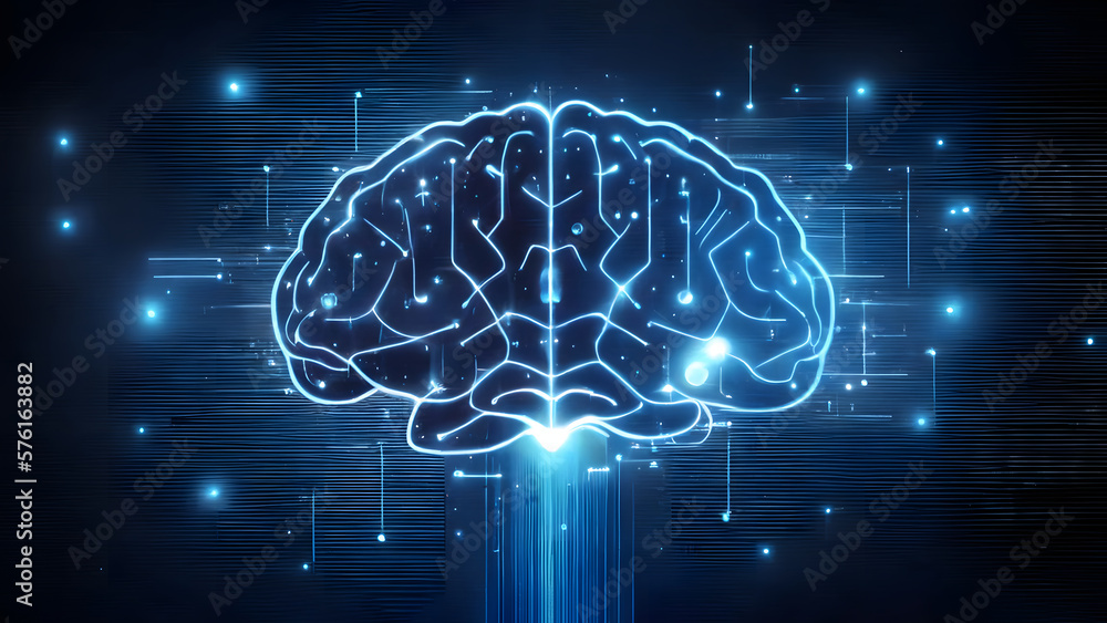 knowledge technology connection digital brain, data process concept ...