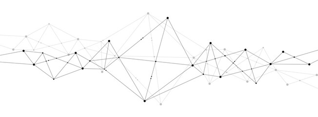 Fototapete - Polygonal Network connect lines and dots background template. Technology server system vector.	