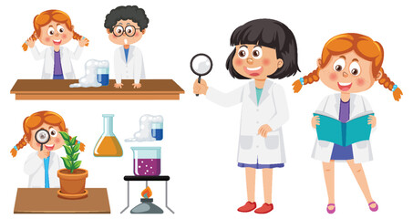 Wall Mural - scientist and student doing chemistry experiment