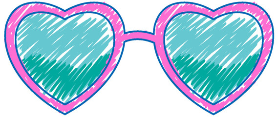 Wall Mural - heart shape sunglasses in pencil colour sketch simple style