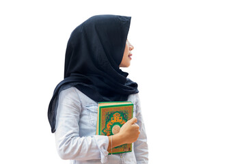 Wall Mural - Beautiful female muslim holding Quran