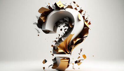 Fun 3Dimensional Question Mark On White Background: